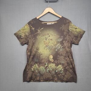 Essentials by Maggie Top Womens 18/20 Garden of Eden Green Brown Goblincore